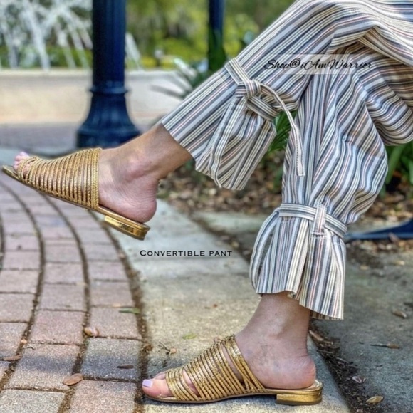 CAbi NWT sage multi- stripe convertible tie strap pants *shop@iamwarrior - Picture 2 of 15